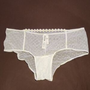 PINK Victoria's Secret White Daisy Mesh cheeky Hipster Panty NWT L